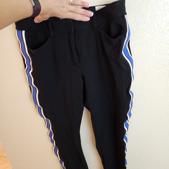 Express Mid Rise Side Blue Stripe Skinny Pants 6R - Picture 5 of 10